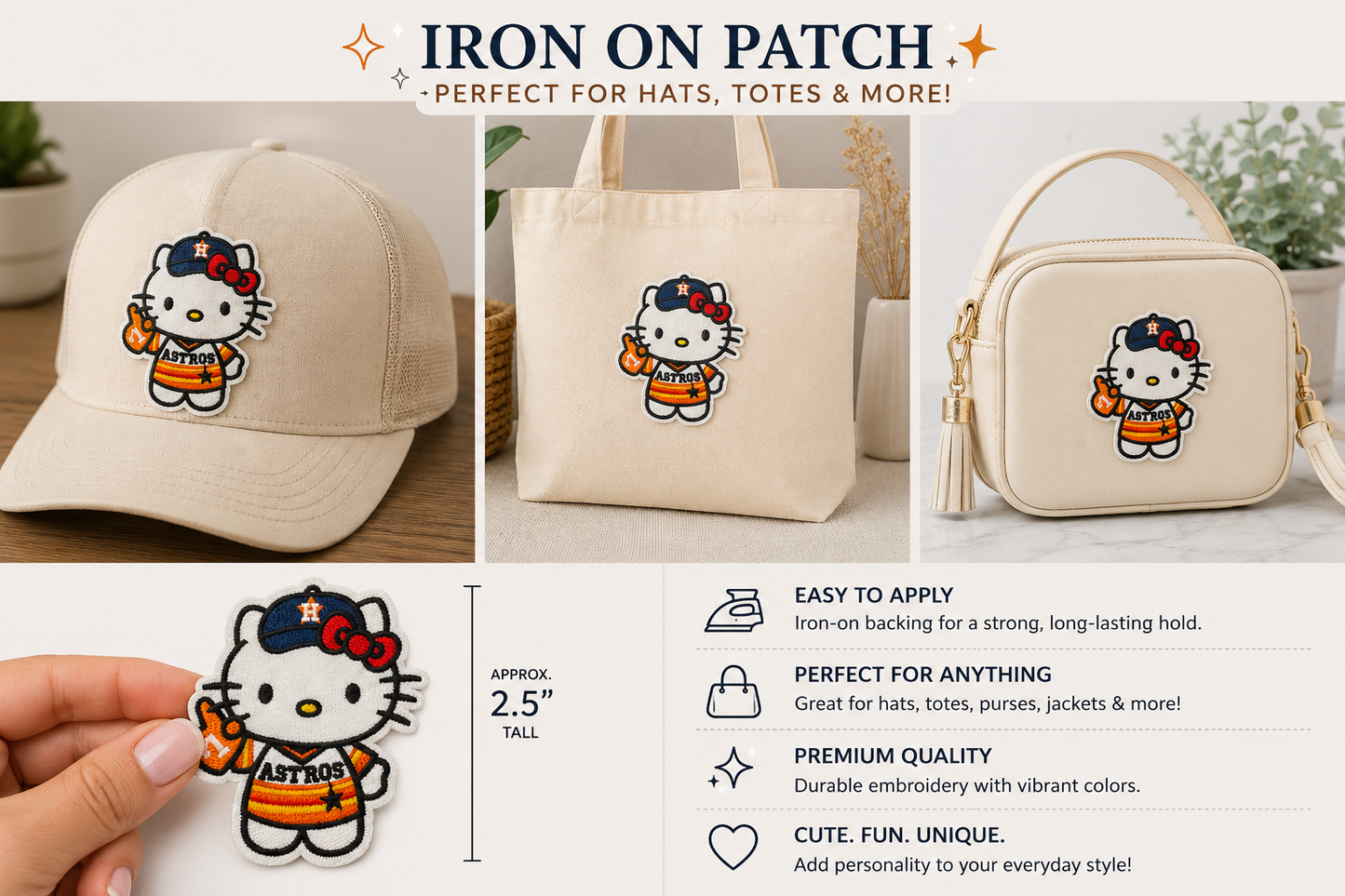 Hello Kitty Astros Fan #1 Iron on Patch