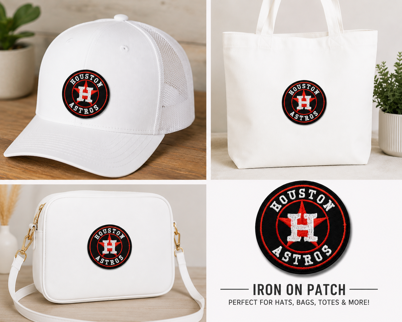 Astros Black Iron On Patch