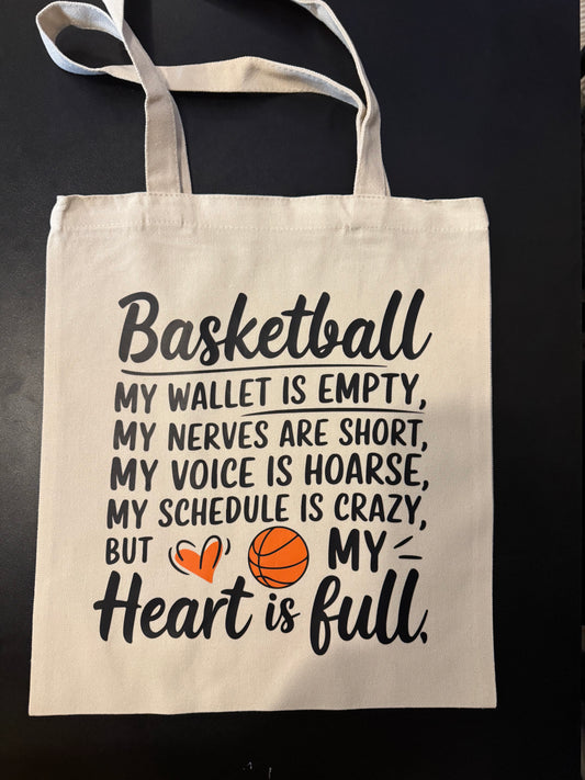 Basketball Heart is Full Tote