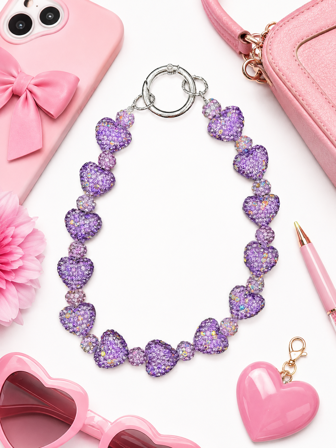 Purple Heart Phone Charm