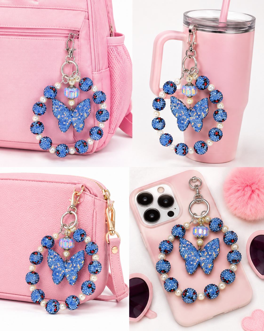 Blue Butterfly Phone Charm