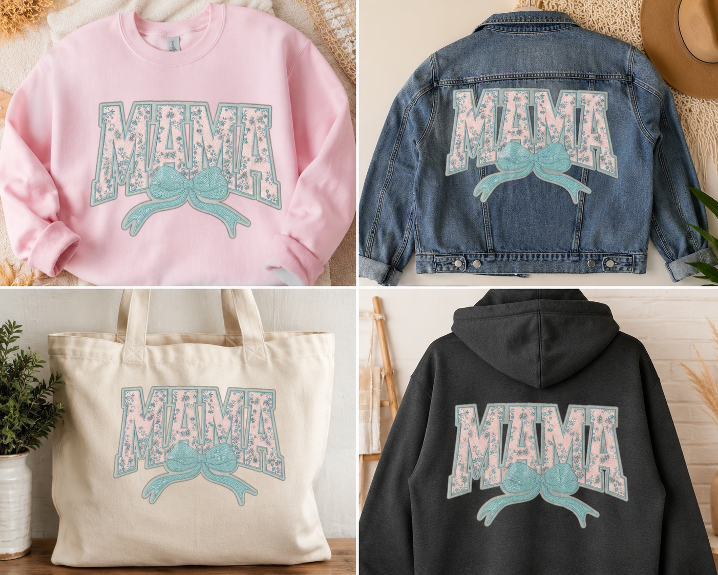 Mama Blue Chenille Iron on Patch
