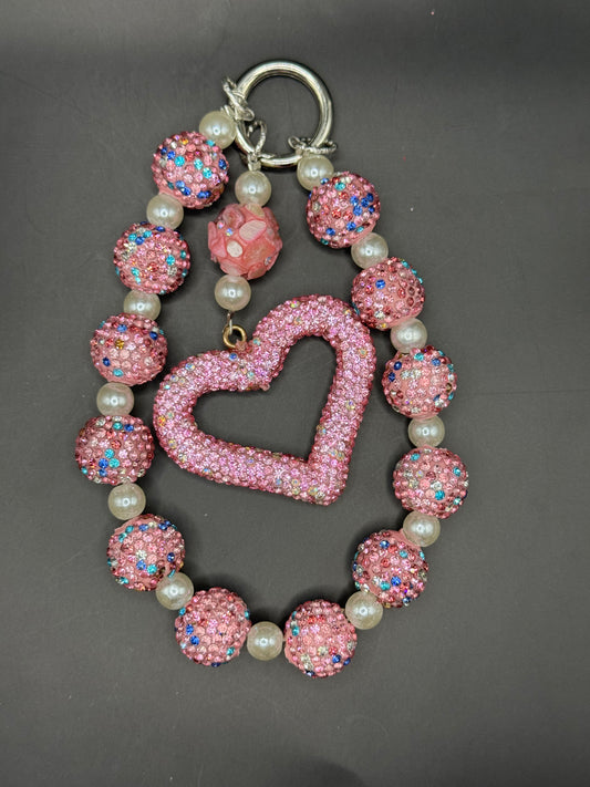 Pink Heart Phone Charm