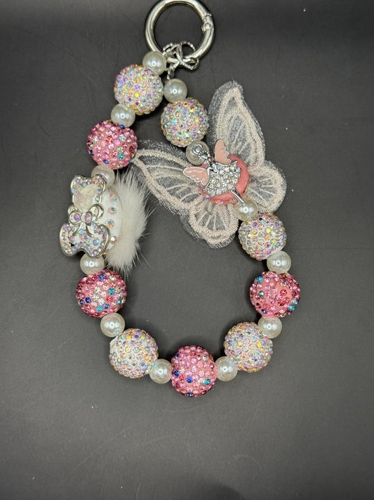 Pink Butterfly Phone Charm