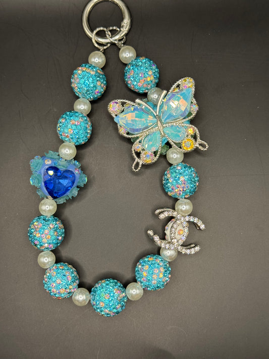 Turquoise Butterfly Phone Charm