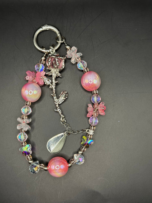 Pink Rose Phone Charm