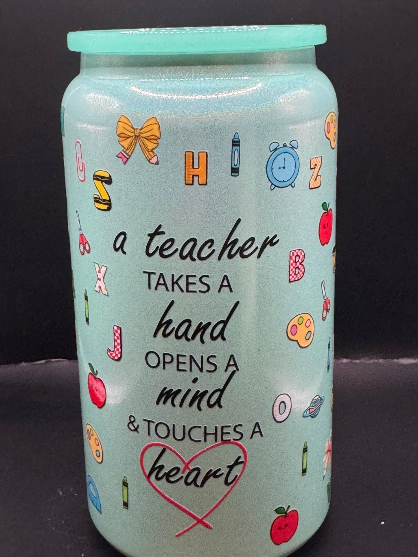 Teacher Takes a Hand Cup with Straw and Lid