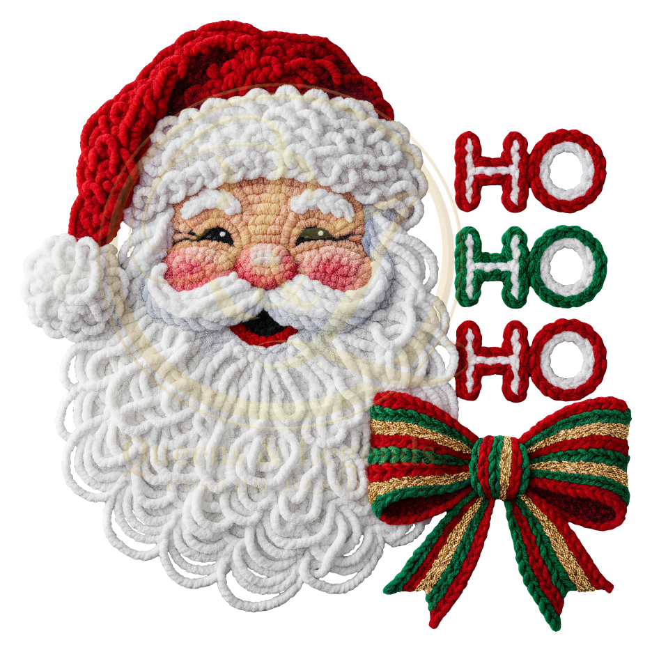 HO HO HO FAUX CROCHET SANTA DTF PRINT