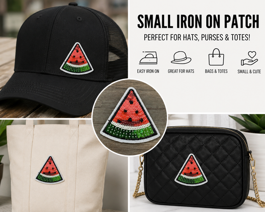 Sparkly Watermelon Triangle Iron On Patch