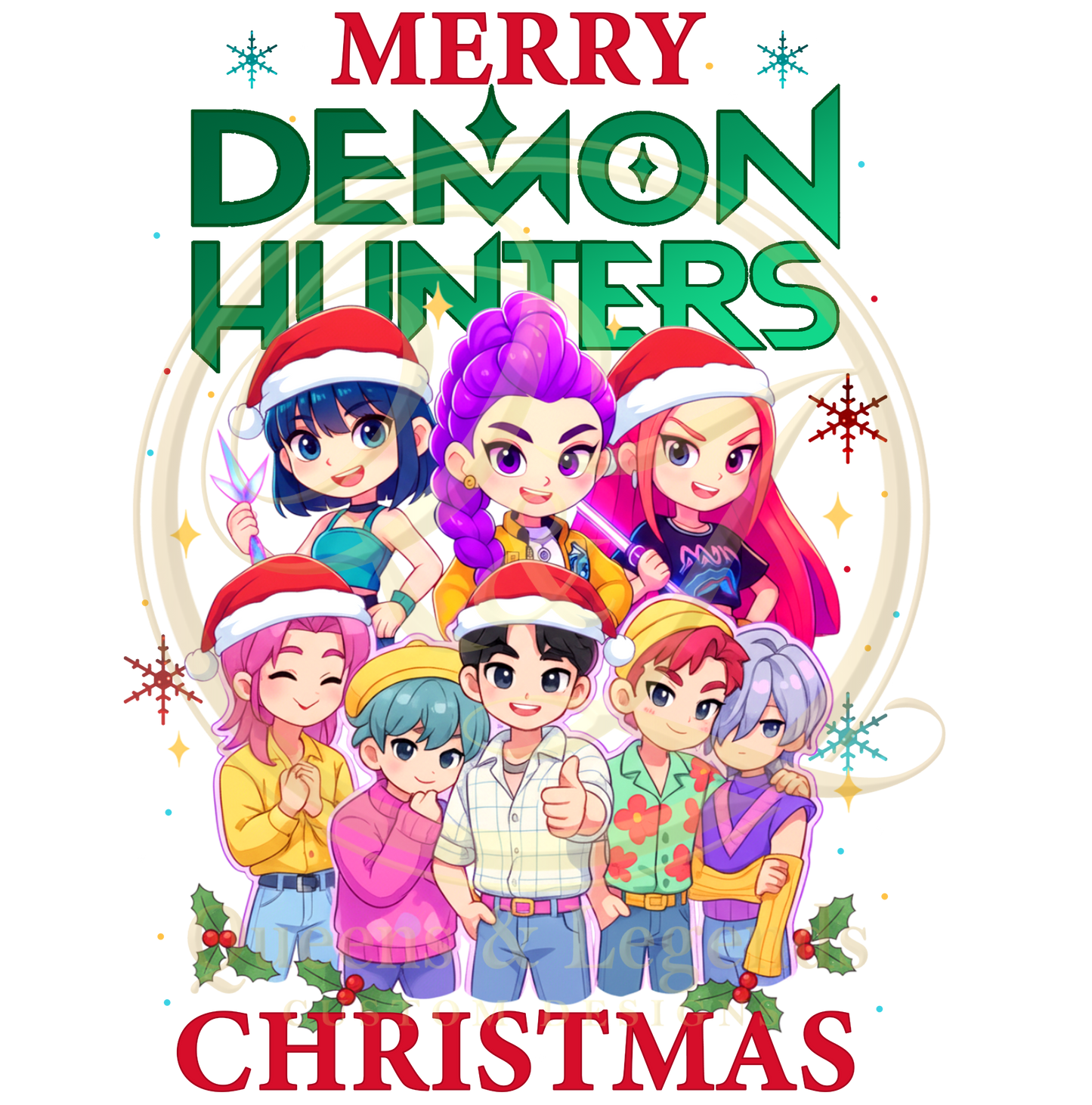 DEMON HUNTERS MERRY CHRISTMAS DTF PRINT