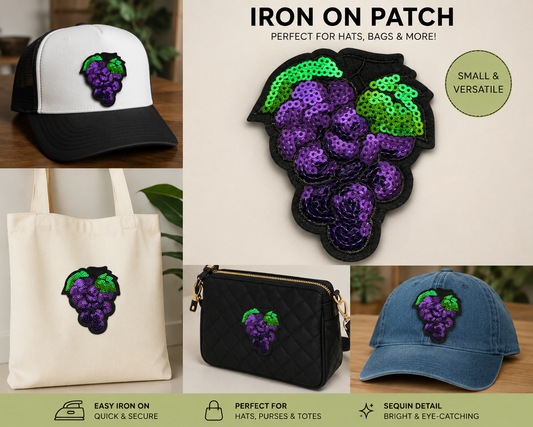Sparkly Purple Grapes Iron On Patch
