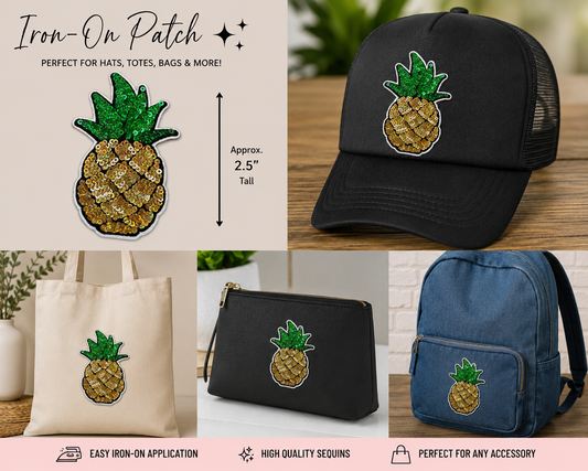 Sparkly Pineapple Iron On Patch