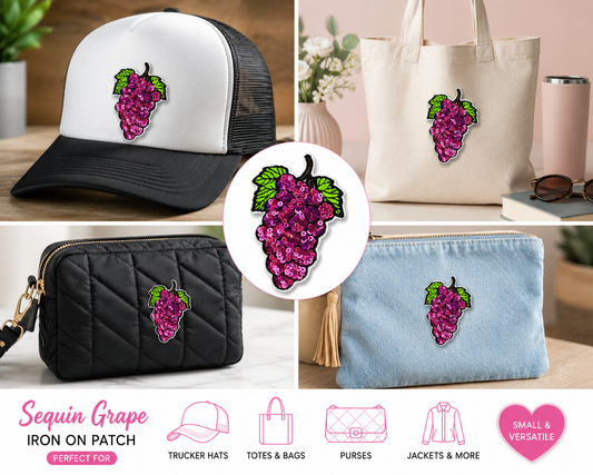 Sparkly Violet Grapes Iron On Patch