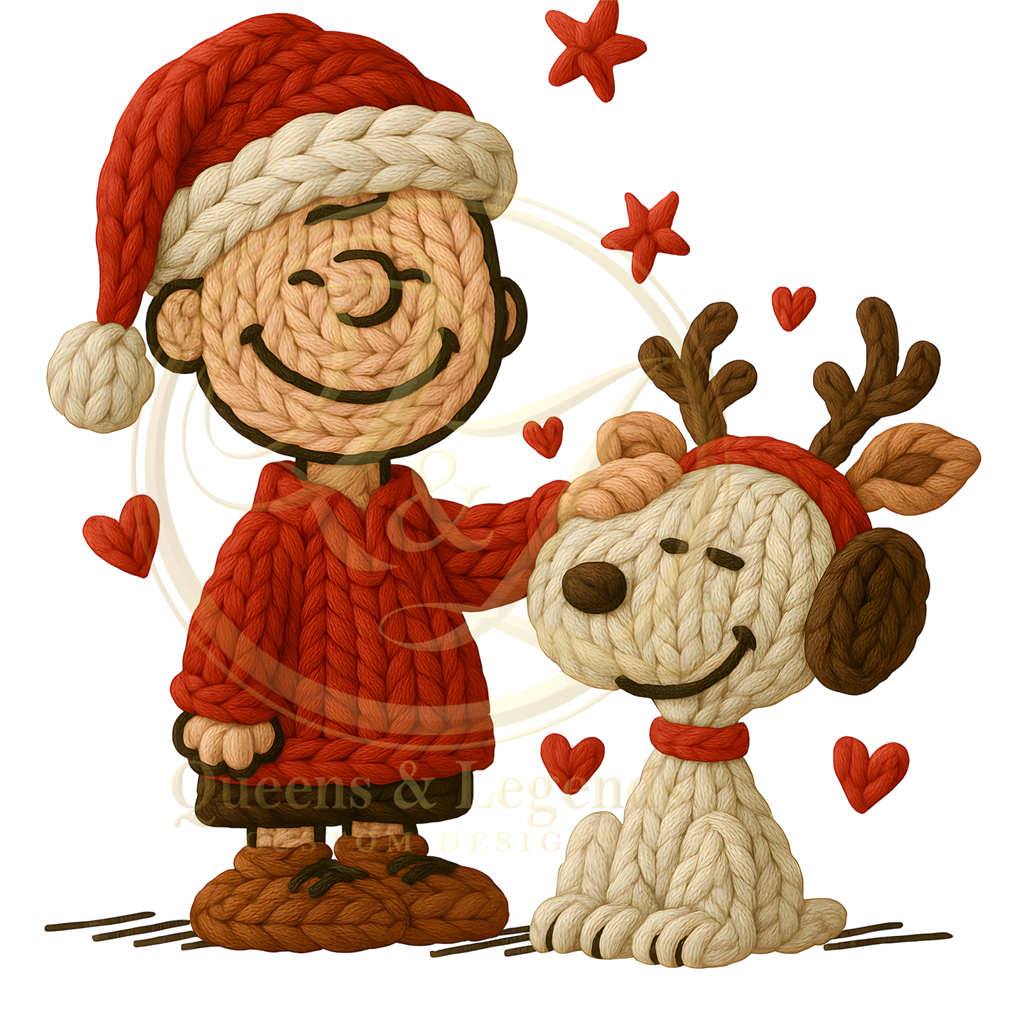 CHARLIE AND SNOOPY CHRISTMAS FAUX YARN DTF PRINT