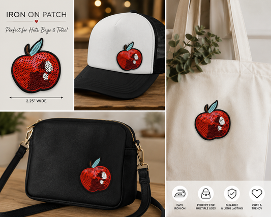 Sparkly Apple Iron On Patch