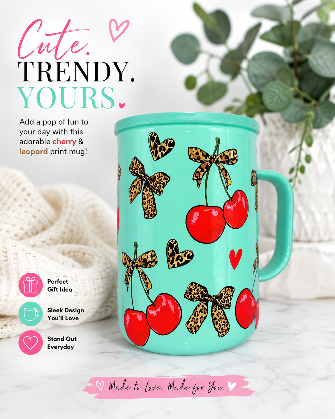 Cherries and Cheetah Bows Mug
