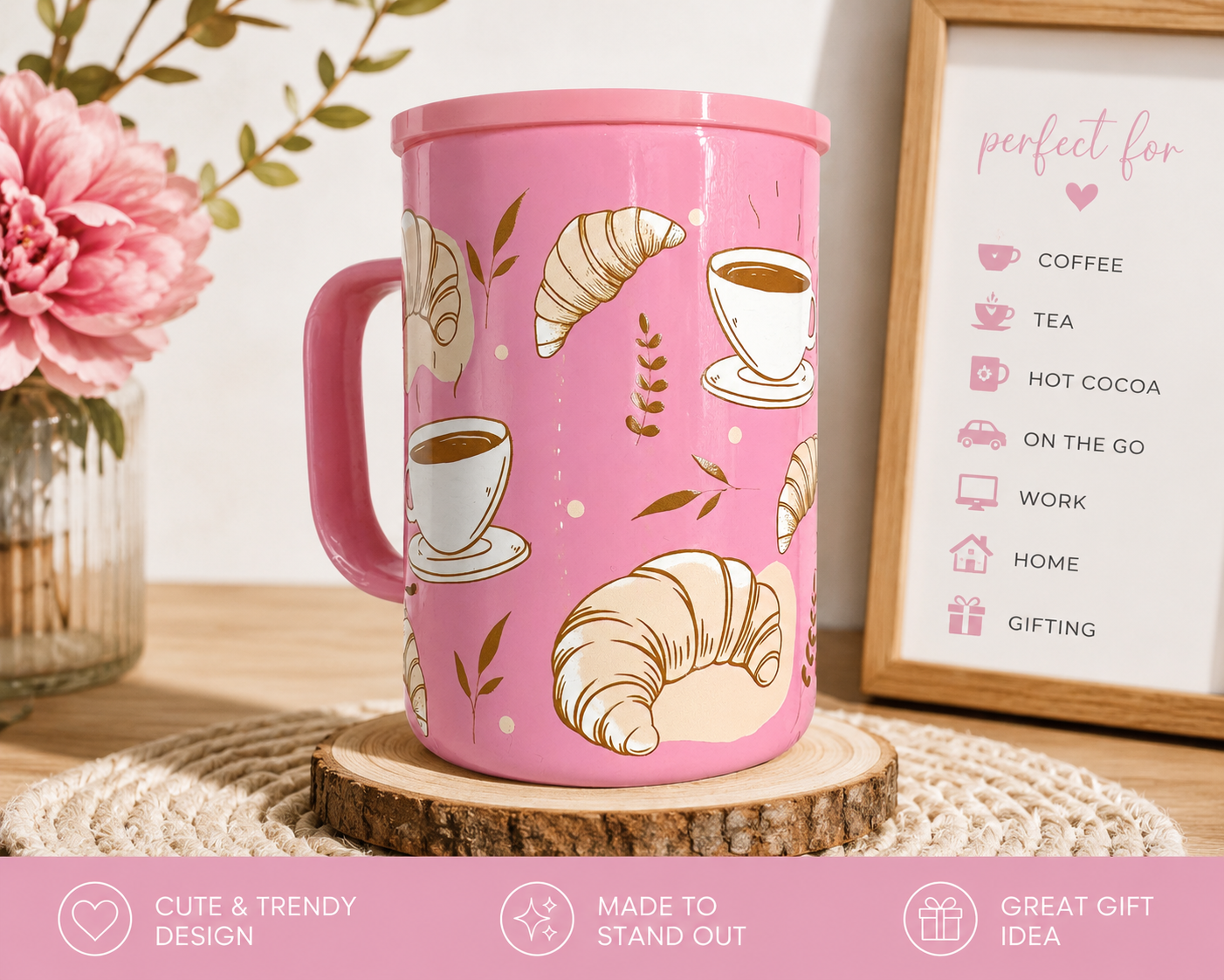 Croissant and Coffee Mug with Top
