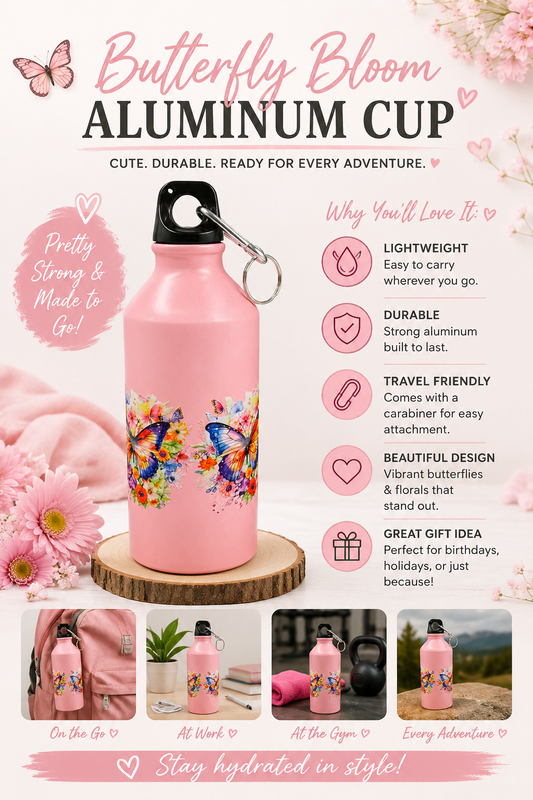 Butterfly Backpack Aluminum Water Bottle