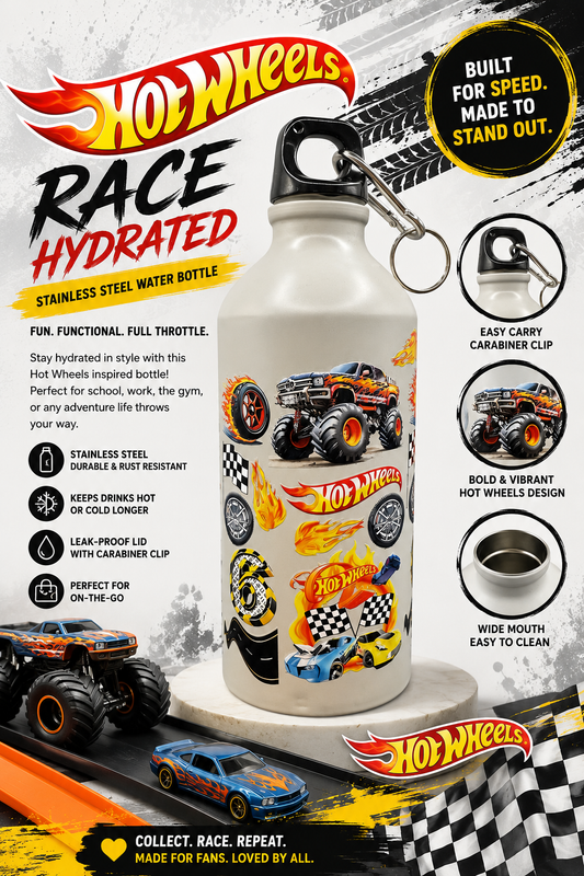 Hot Wheels Backpack Aluminum Water Bottle