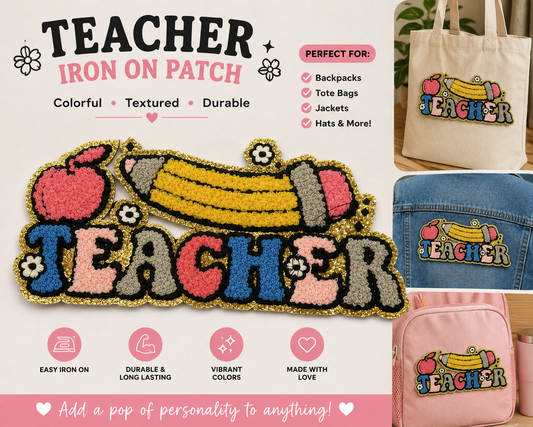Teacher Chenille Iron on Patch