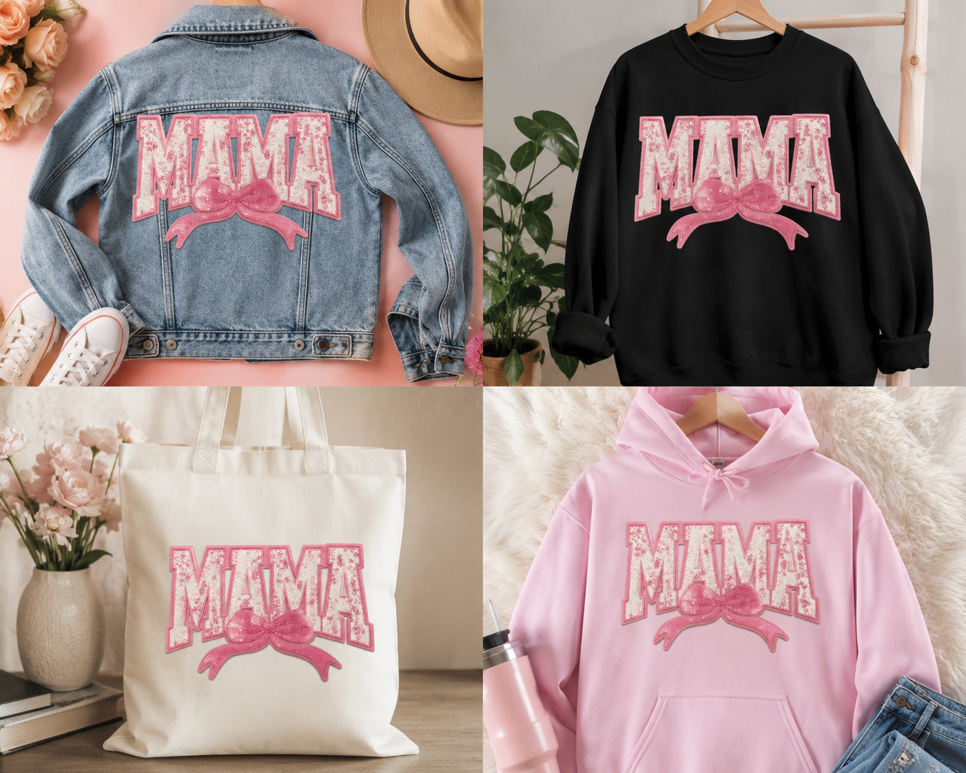 Pink Mama iron on Chenille patch
