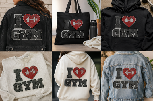 I Love Gym Iron on Patch
