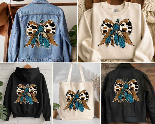 Cow Print Bow Chenille Patch