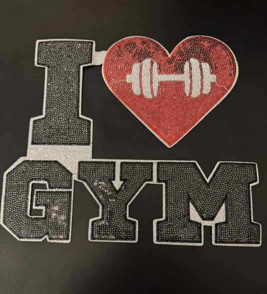 I Love Gym Iron on Patch