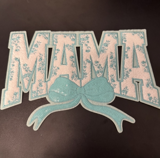 Mama Blue Chenille Iron on Patch