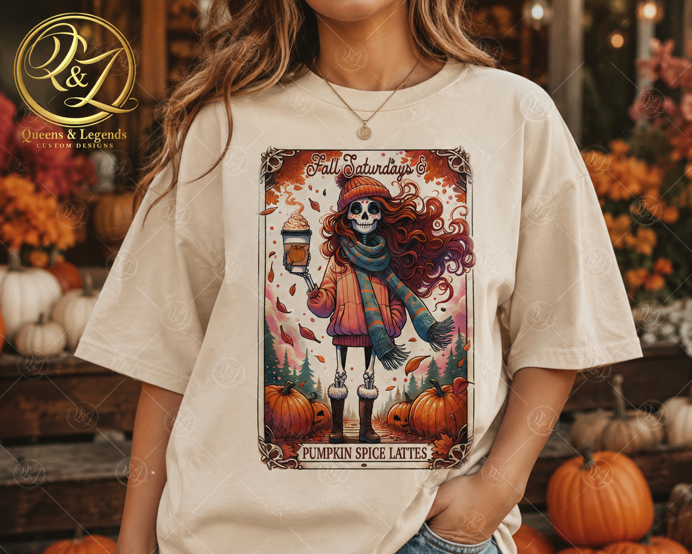 Vintage Pumpkin Spice Skeleton Fall Graphic