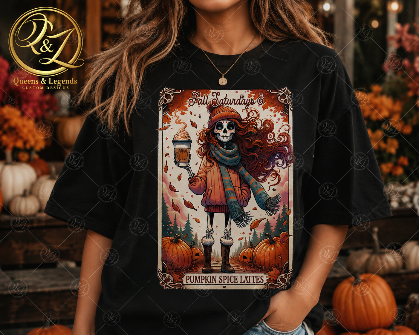 Vintage Pumpkin Spice Skeleton Fall Graphic