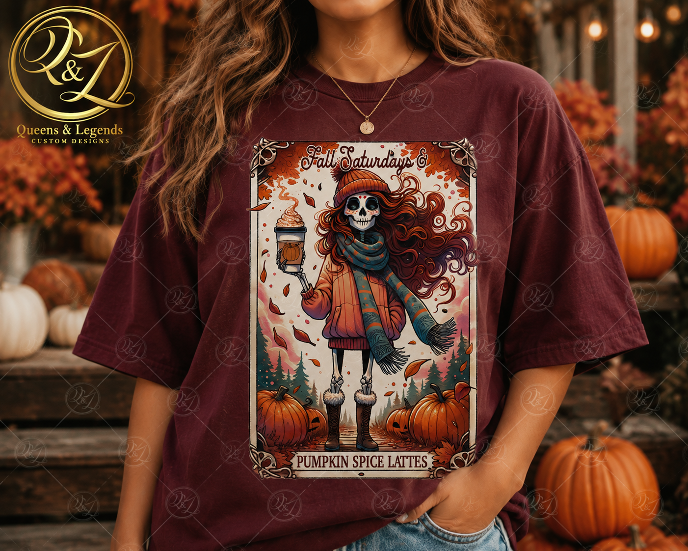 Vintage Pumpkin Spice Skeleton Fall Graphic