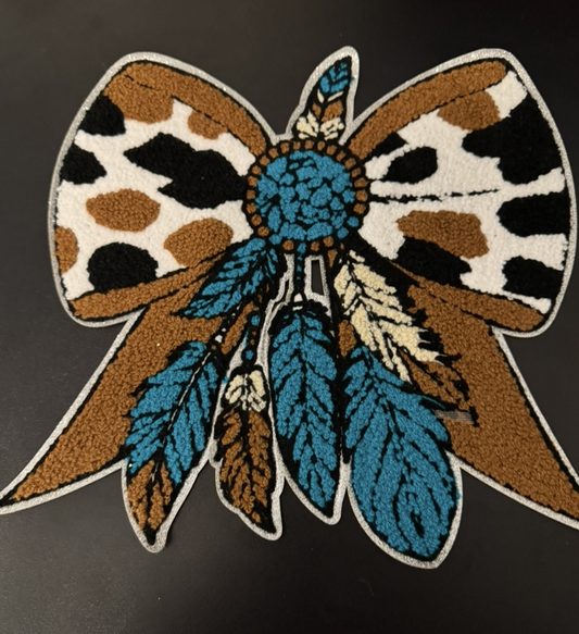 Cow Print Bow Chenille Patch