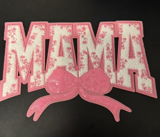Pink Mama iron on Chenille patch